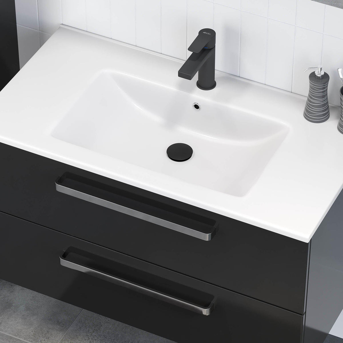 Chicago Classic Bathroom Furniture, Glossy Black