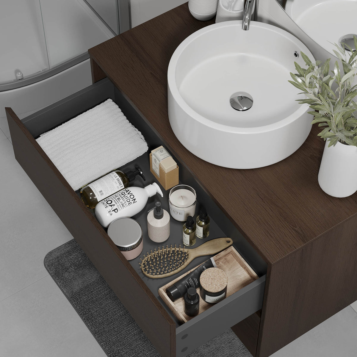 Lofoten Bathroom Furniture, walnut