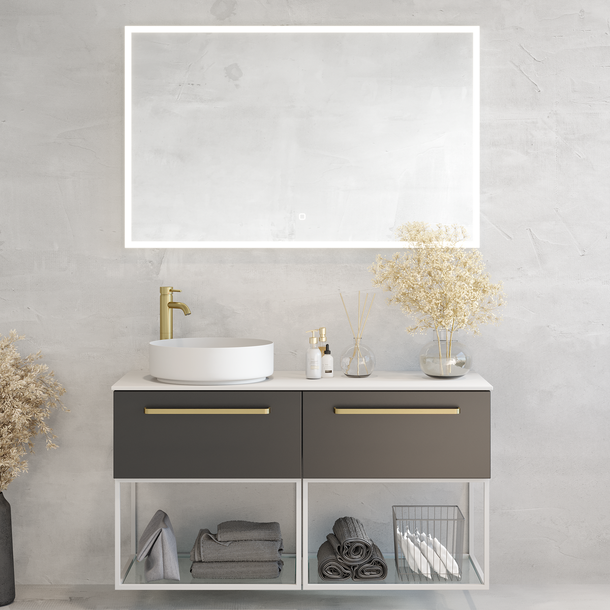 Vikran Compact Bathroom Furniture, matt black