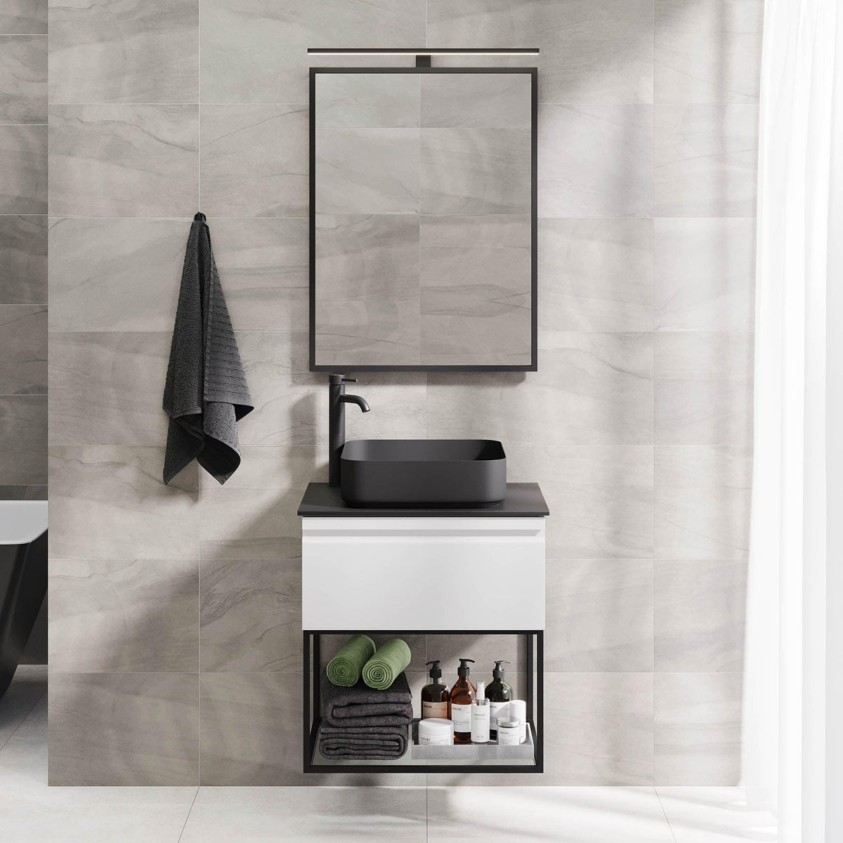 Kvalsund Compact Bathroom Furniture, Matte White