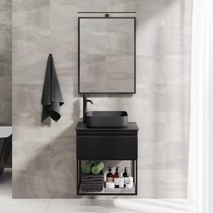 Kvalsund Compact Bathroom Furniture, Matte Black