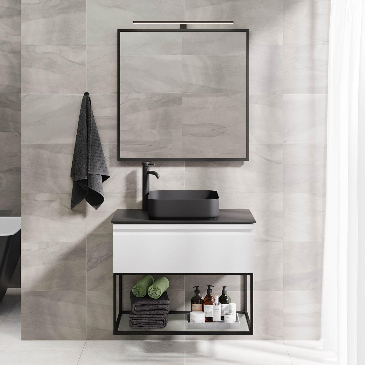 Kvalsund Compact Bathroom Furniture, Matte White