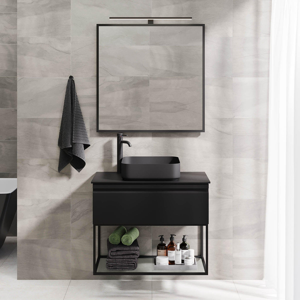 Kvalsund Compact Bathroom Furniture, matt black