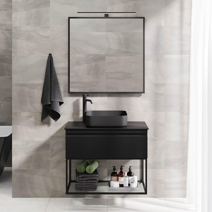 Kvalsund Compact Bathroom Furniture, Matte Black