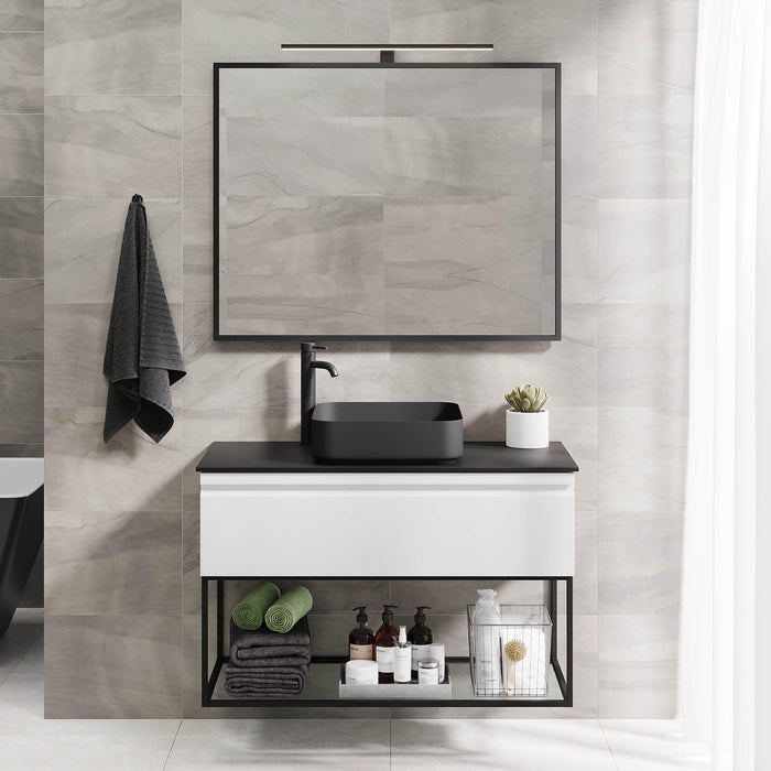 Kvalsund Compact Bathroom Furniture, Matte White