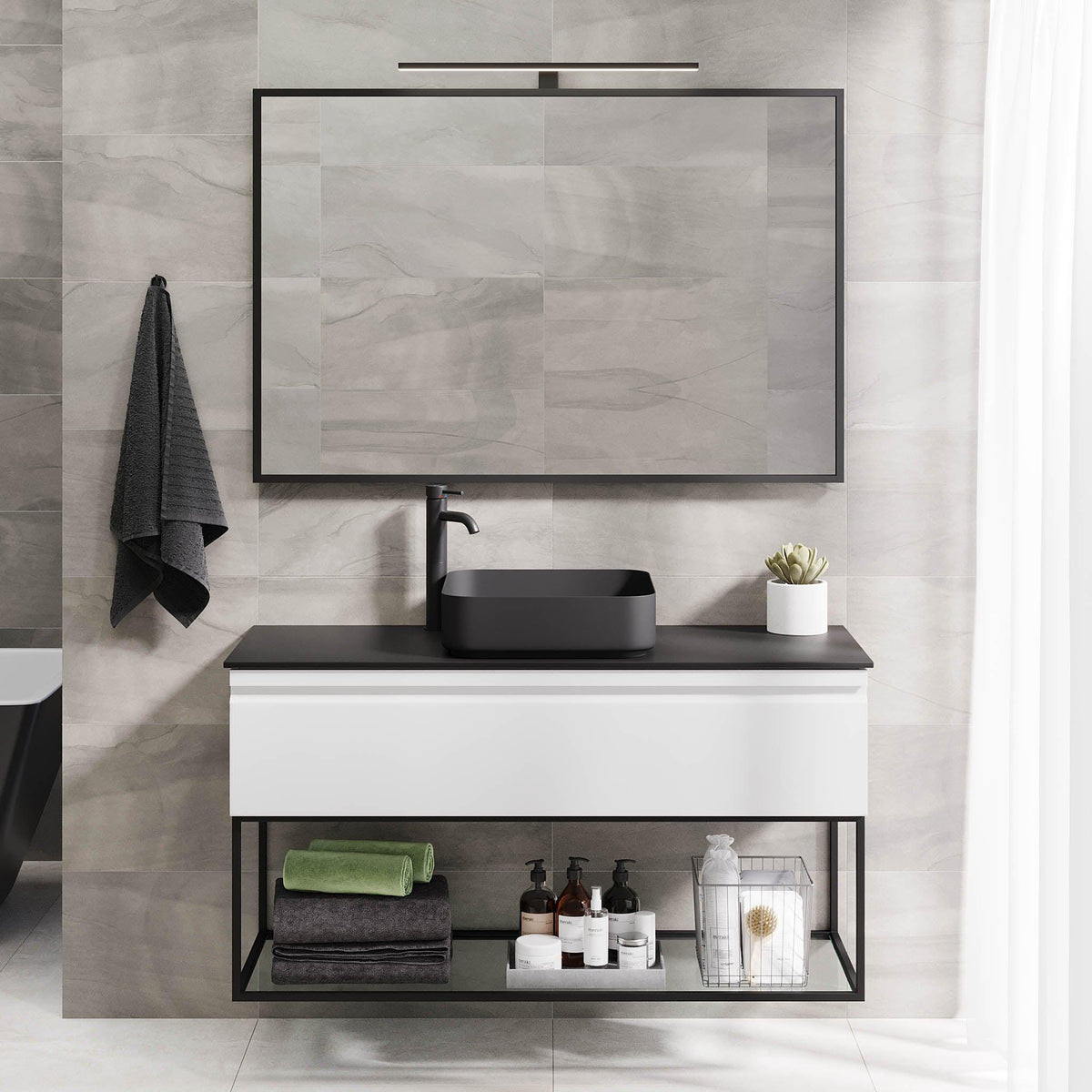 Kvalsund Compact Bathroom Furniture, matt white