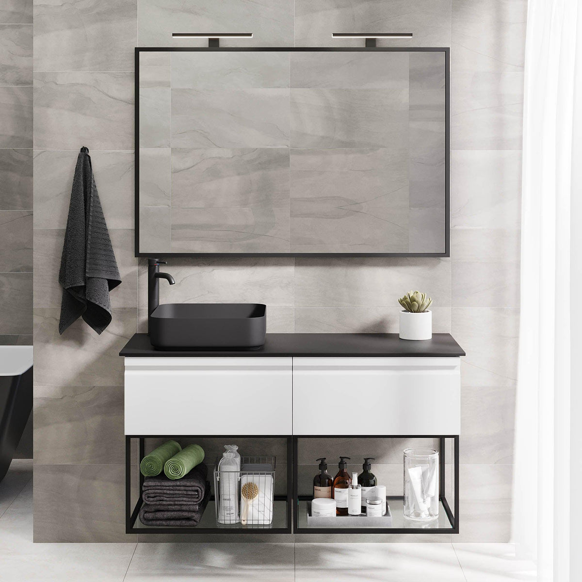 Kvalsund Compact Bathroom Furniture, Matte White