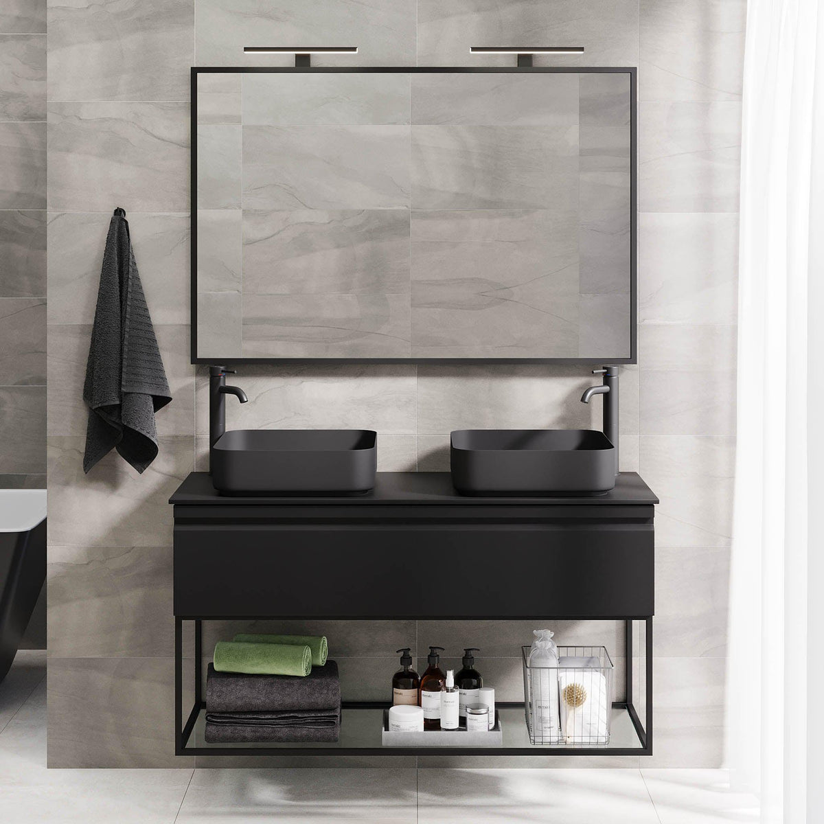 Kvalsund Compact Bathroom Furniture, matt black