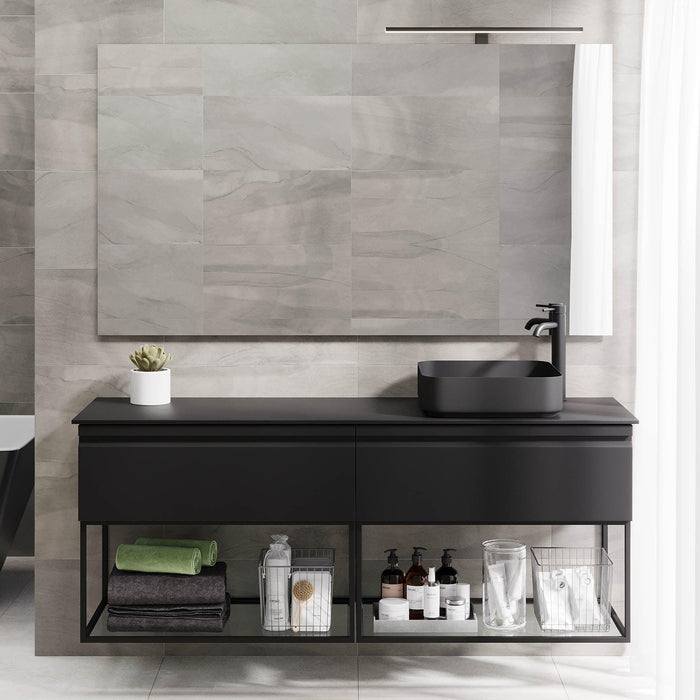 Kvalsund Compact Bathroom Furniture, matt black