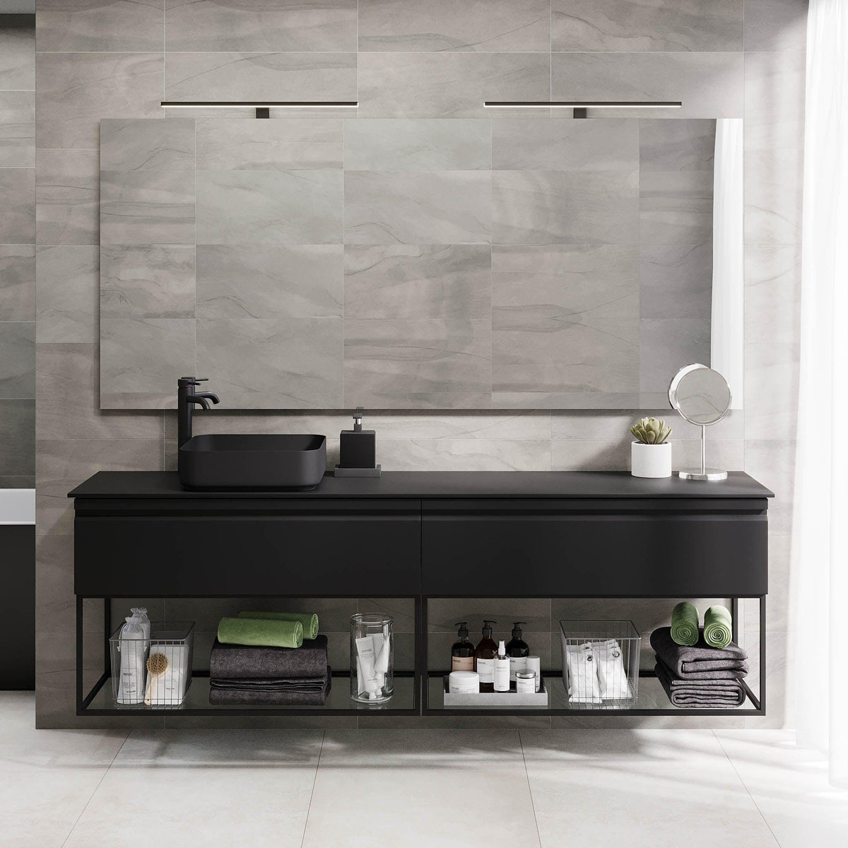 Kvalsund Compact Bathroom Furniture, matt black