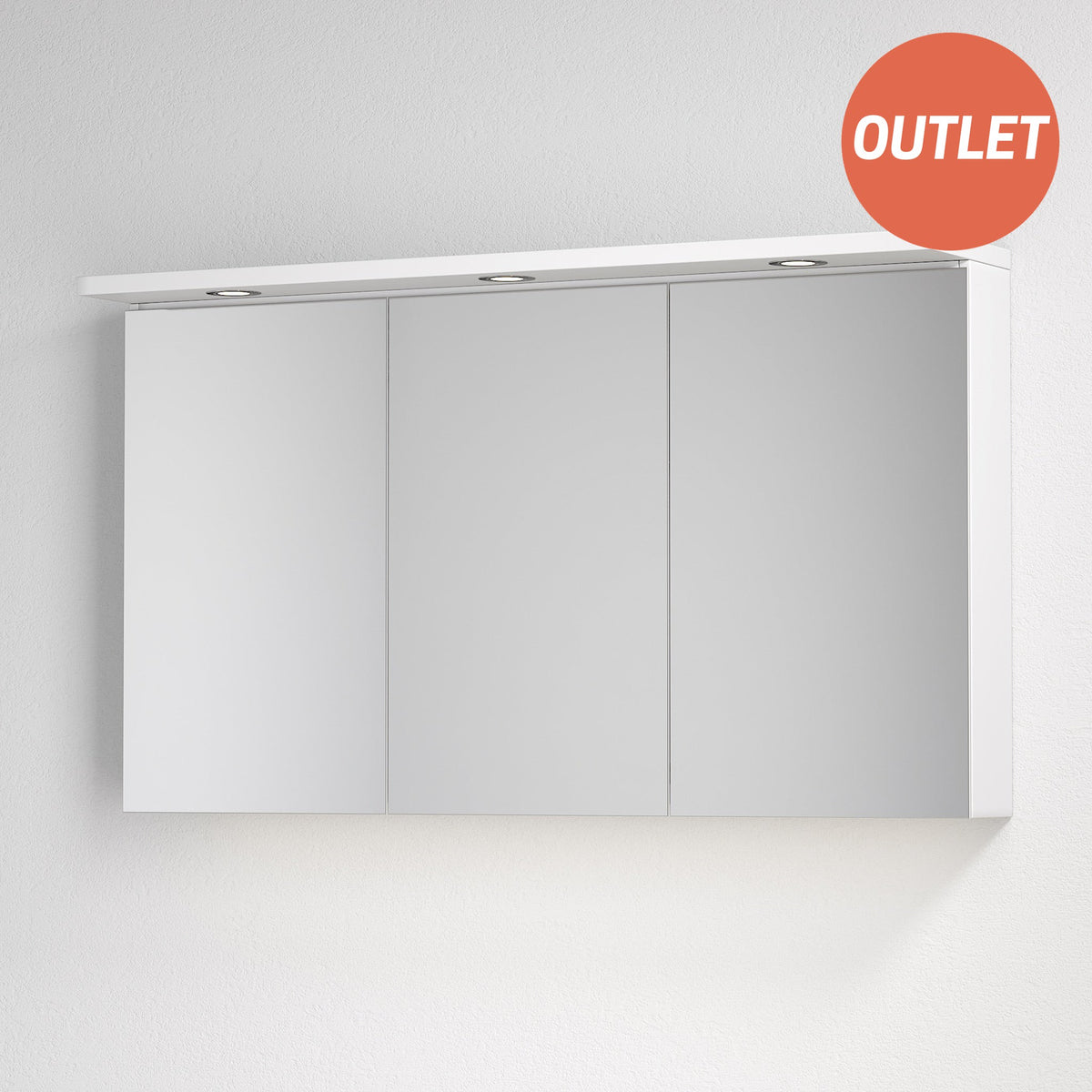 Fjäll LED Mirror Cabinet with Square Top Panel, matt white