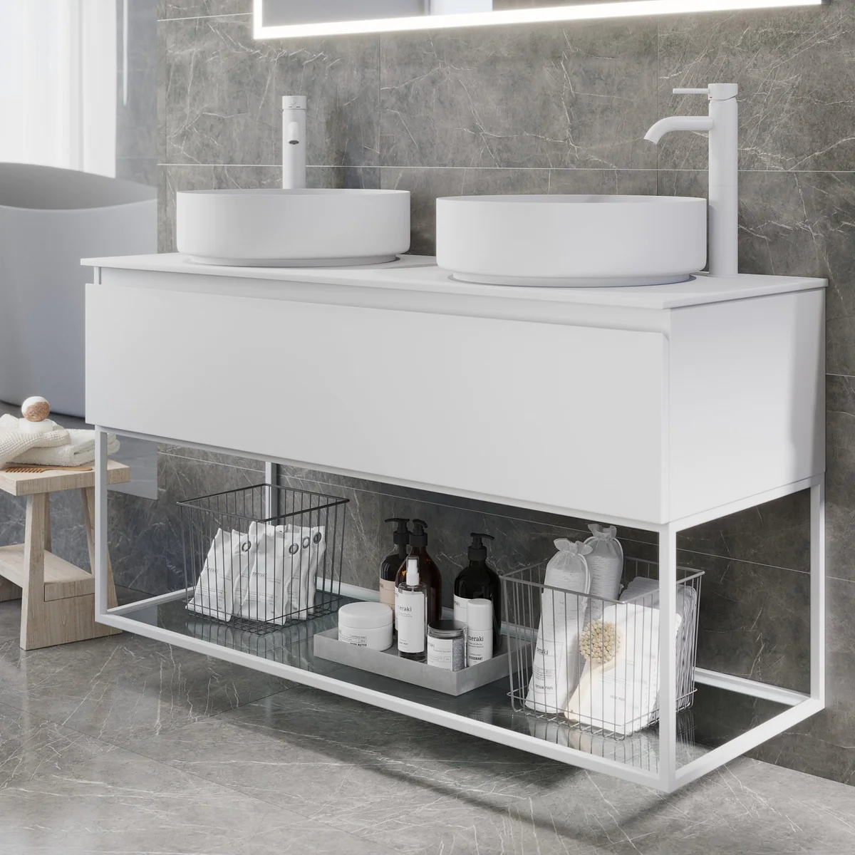 Selbu Compact Bathroom Furniture, matt white