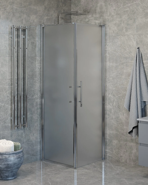 Vänern Shower Enclosure, Wall + Door, Chrome Profile, matt Glass