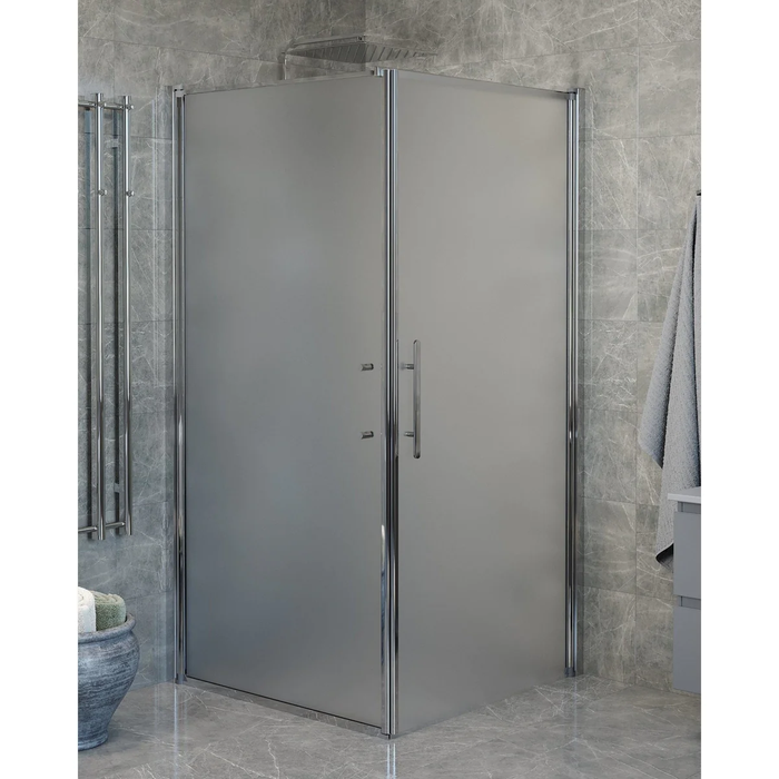 Vänern Shower Enclosure, Wall + Door, Chrome Profile, matt Glass