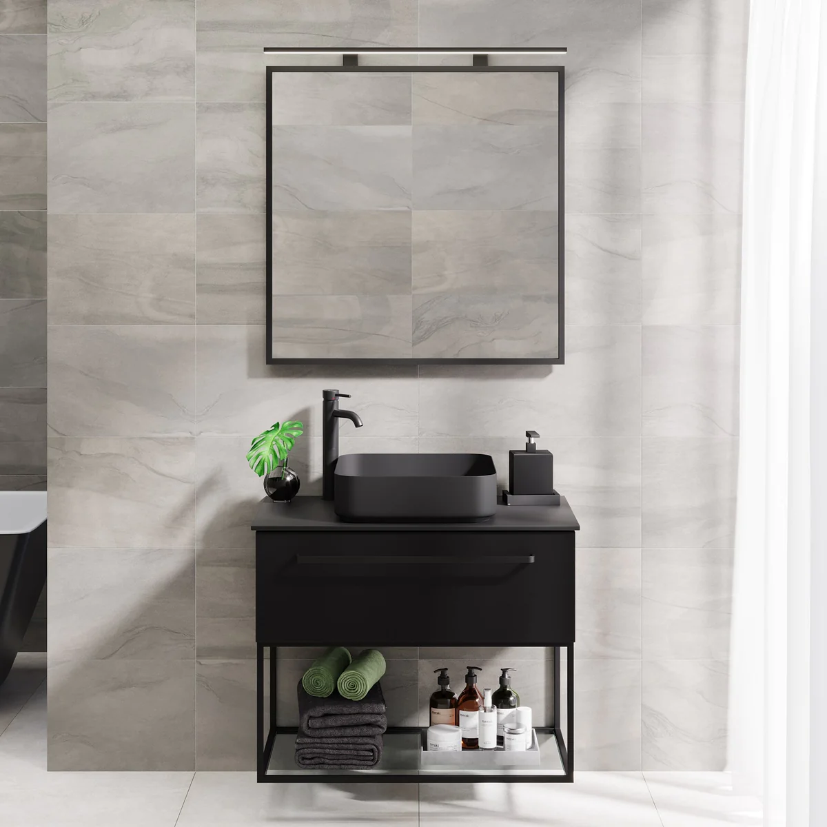 Vikeså Compact Bathroom Furniture, matt black