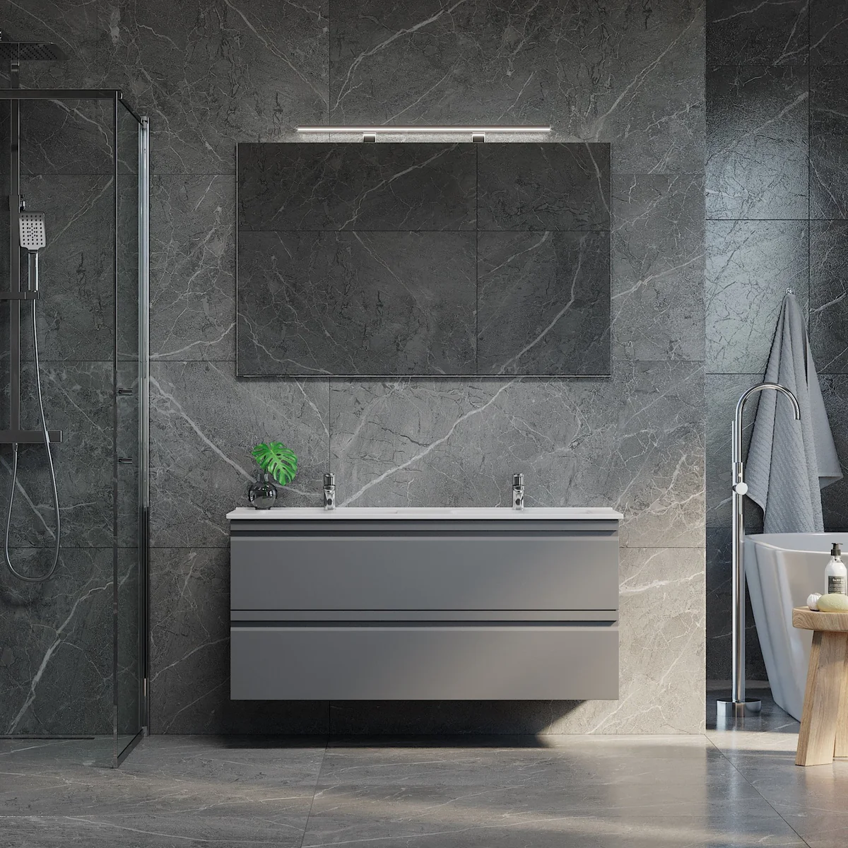 Klokkarvik Bathroom Furniture, Matte Grey