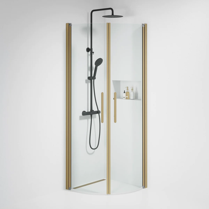 Vänern Shower Enclosure, Round, Bronze Profile, Clear Glass