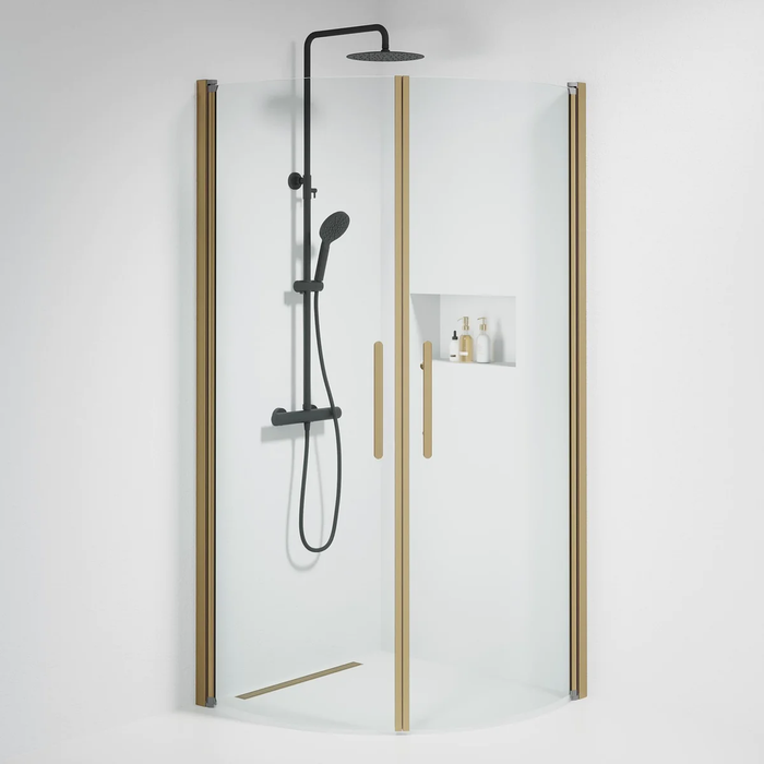 Vänern Shower Enclosure, Round, Bronze Profile, Clear Glass