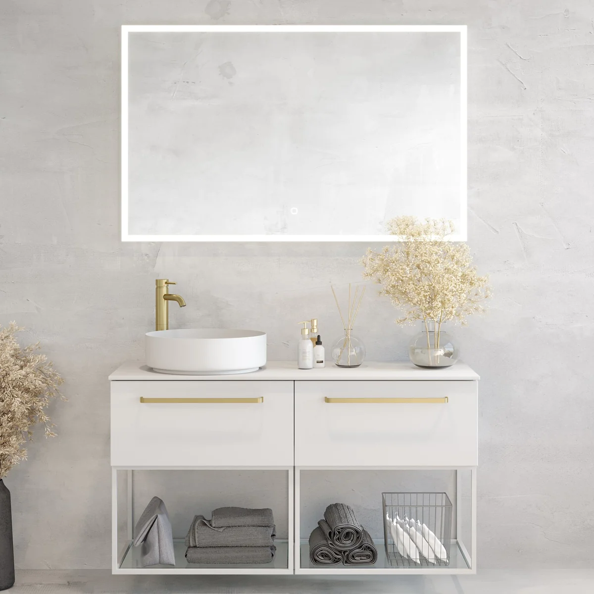 Vikran Compact Bathroom Furniture, matt white