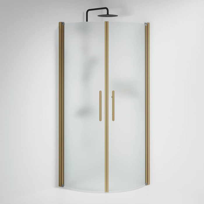 Vänern Shower Enclosure, Round, Bronze Profile, matt Glass