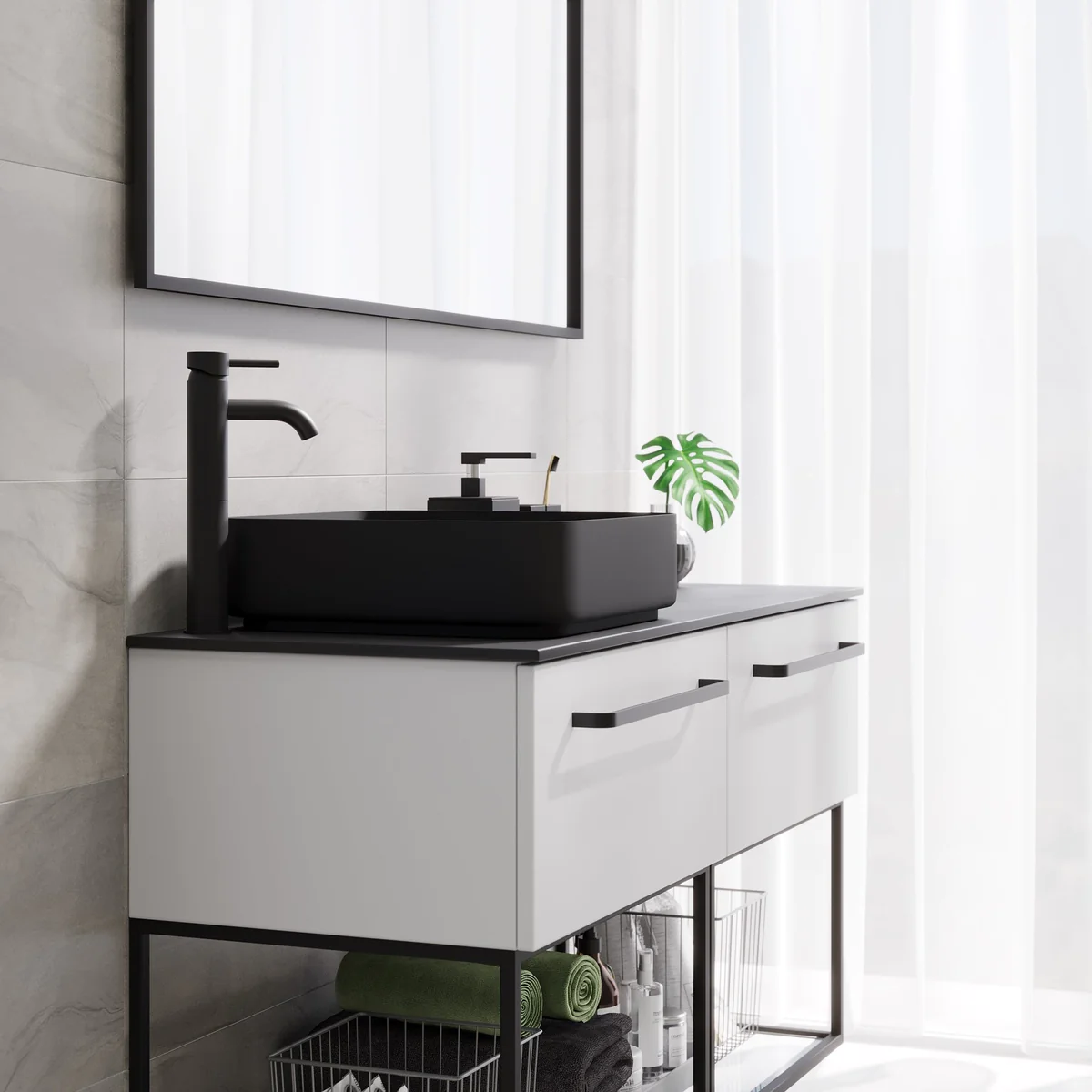 Vikeså Compact Bathroom Furniture, matt white