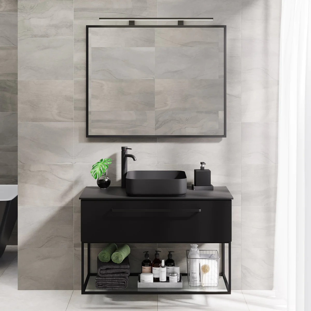 Vikeså Compact Bathroom Furniture, matt black