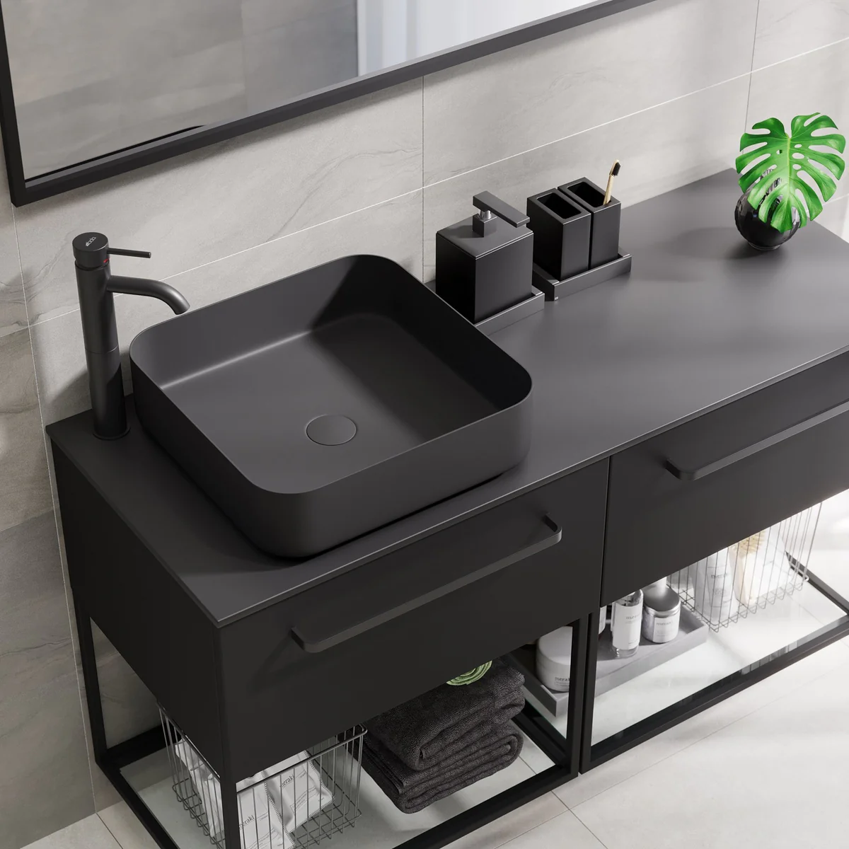 Vikeså Compact Bathroom Furniture, matt black