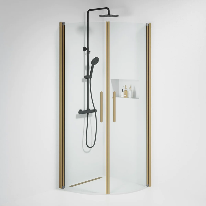 Vänern Shower Enclosure, Round, Bronze Profile, Clear Glass