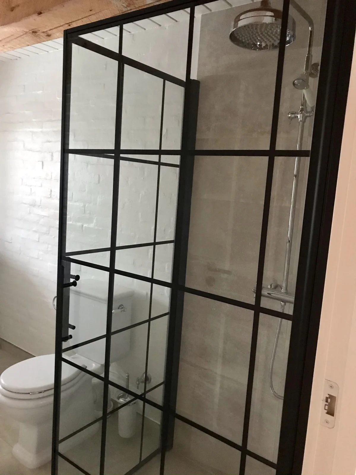 Vänern Shower Enclosure, Wall + Door, black Profile, black Framed Glass