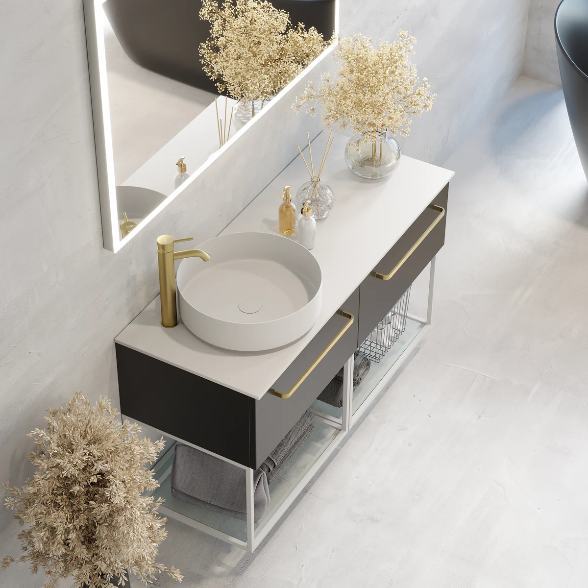 Vikran Compact Bathroom Furniture, matt black