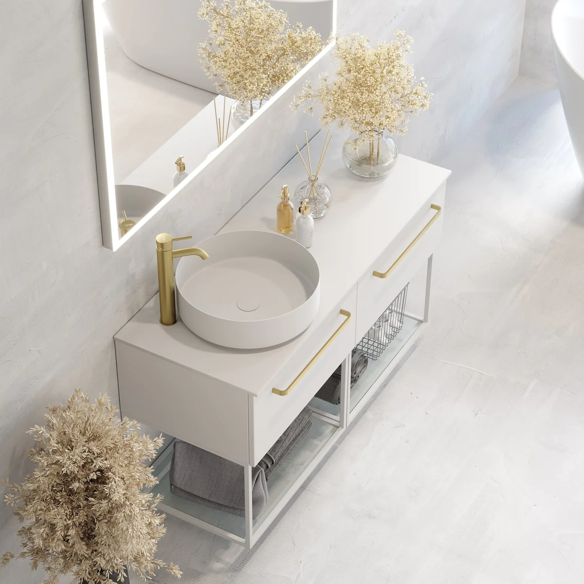 Vikran Compact Bathroom Furniture, matt white