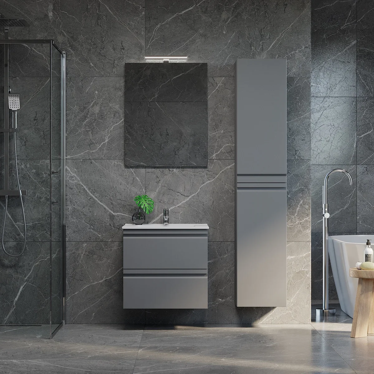 Klokkarvik Bathroom Furniture, Matte Grey