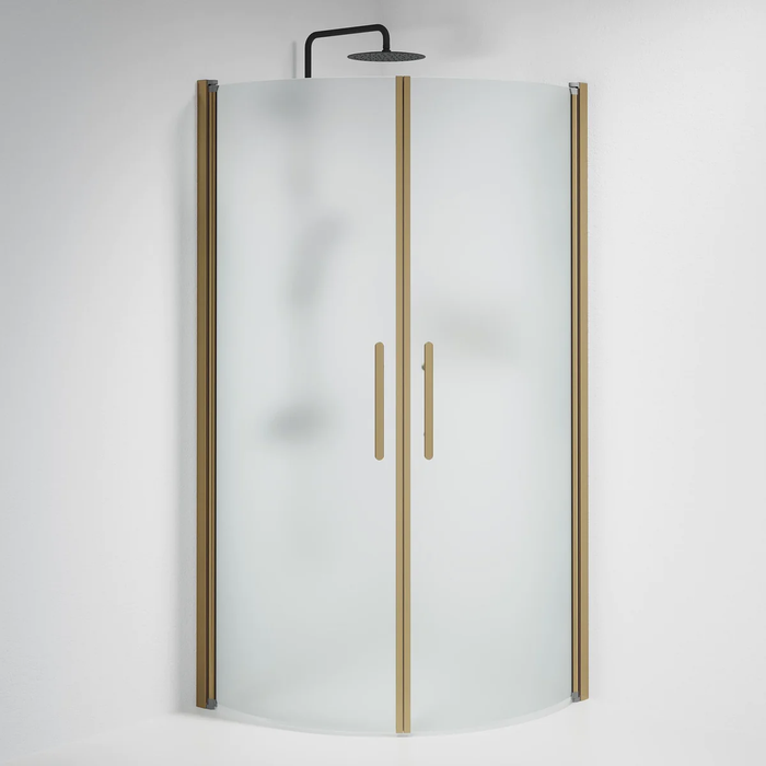 Vänern Shower Enclosure, Round, Bronze Profile, matt Glass